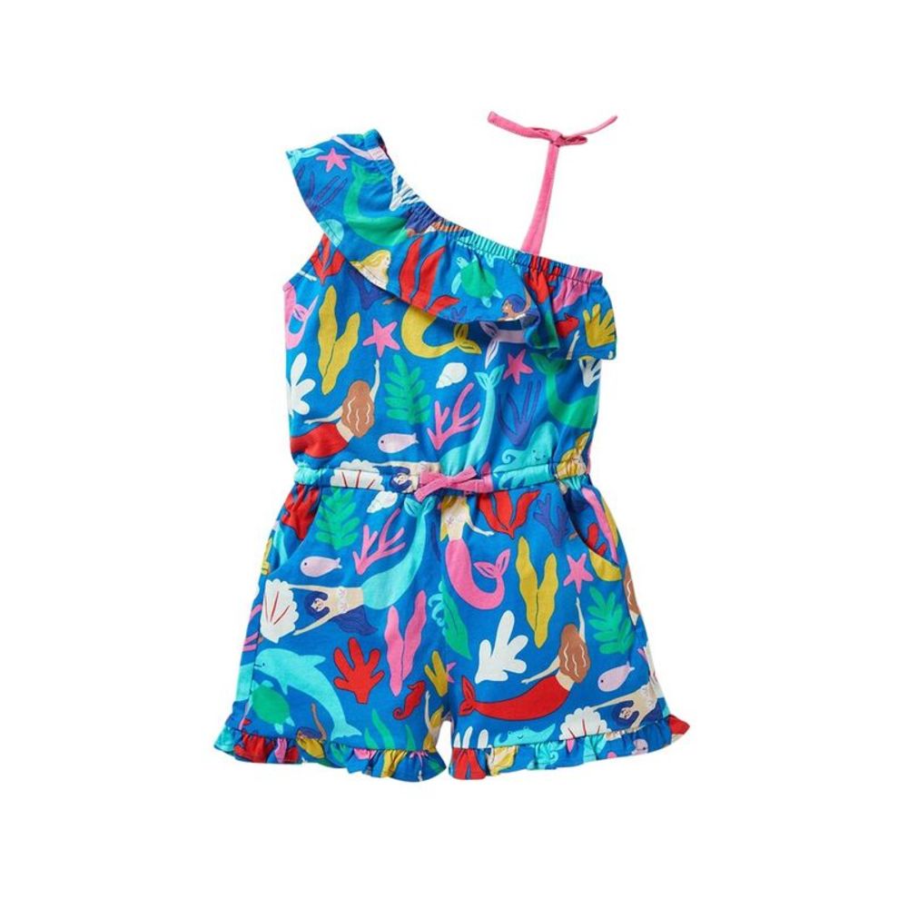 Boden Jersey One-Shoulder Playsuit, Blue